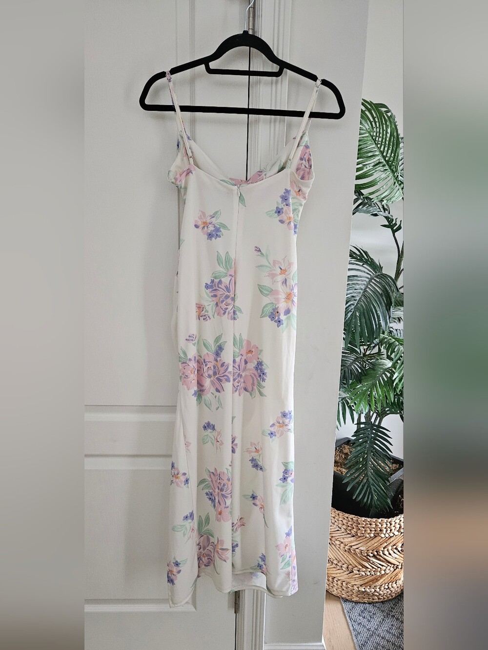 Zara White Floral Ruched Slip Midi Dress - Picture 2 of 4